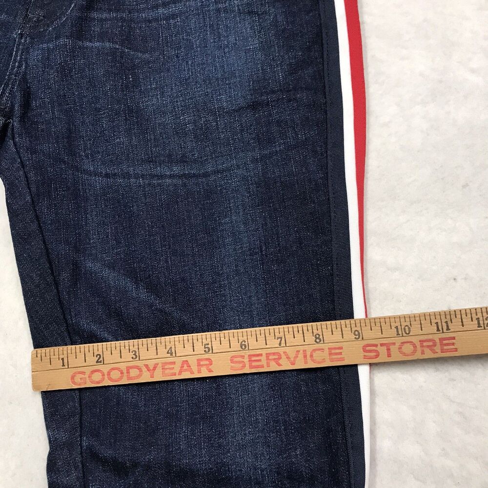 TOMMY HILFIGER Slim Taper Jean Men 33x30 Dark Wash Racing Stripe Honeycomb - Picture 11 of 16